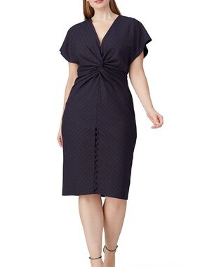 Prabal Gurung Navy Pinstripe Pencil Jackie Dress